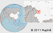 Gray Location Map of Jianchuan, highlighted country, hill shading