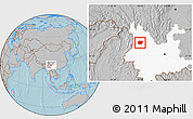 Gray Location Map of Jianchuan, highlighted parent region, hill shading