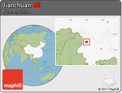 Savanna Style Location Map of Jianchuan, highlighted country