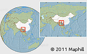 Savanna Style Location Map of Jianchuan, highlighted country, highlighted parent region, within the entire country, hill shading