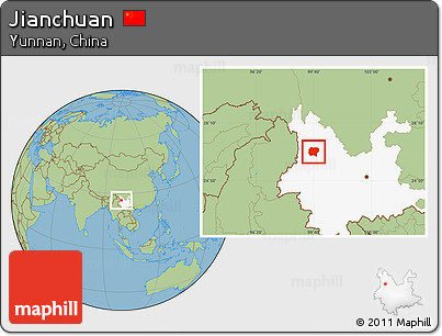 Savanna Style Location Map of Jianchuan, highlighted parent region