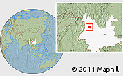 Savanna Style Location Map of Jianchuan, highlighted parent region, hill shading