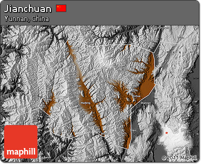 Physical Map of Jianchuan, desaturated