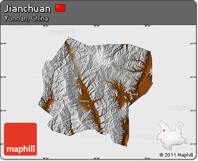 Physical Map of Jianchuan, single color outside