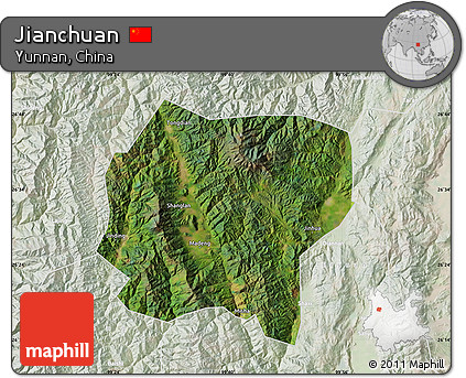 Satellite Map of Jianchuan, lighten