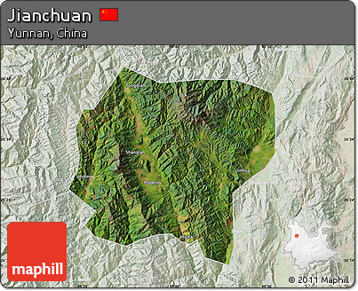 Satellite Map of Jianchuan, lighten