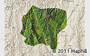 Satellite Map of Jianchuan, shaded relief outside