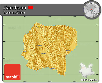 Savanna Style Map of Jianchuan, single color outside