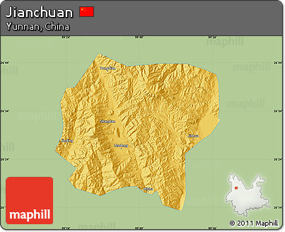 Savanna Style Map of Jianchuan, single color outside