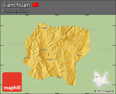Savanna Style Map of Jianchuan, single color outside