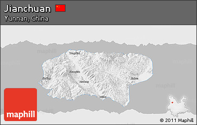 Gray Panoramic Map of Jianchuan, single color outside