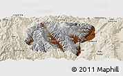 Physical Panoramic Map of Jianchuan, shaded relief outside