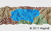 Political Panoramic Map of Jianchuan, semi-desaturated