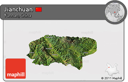 Satellite Panoramic Map of Jianchuan, cropped outside