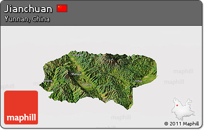 Satellite Panoramic Map of Jianchuan, cropped outside