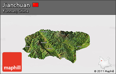 Satellite Panoramic Map of Jianchuan, cropped outside