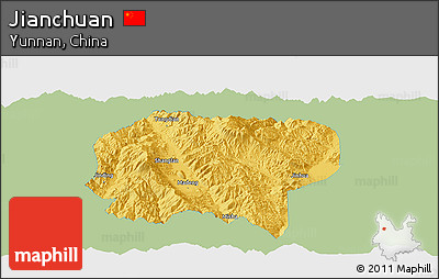 Savanna Style Panoramic Map of Jianchuan, single color outside