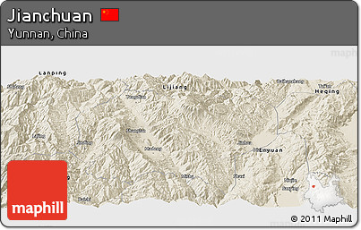 Shaded Relief Panoramic Map of Jianchuan