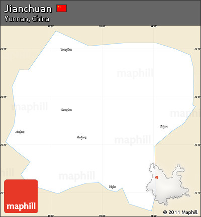 Classic Style Simple Map of Jianchuan, single color outside