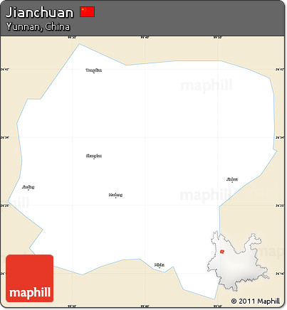 Classic Style Simple Map of Jianchuan, single color outside
