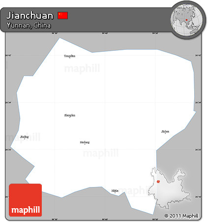 Gray Simple Map of Jianchuan, single color outside