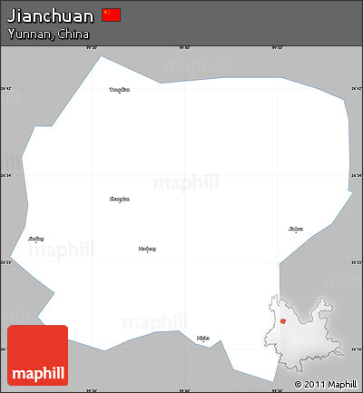 Gray Simple Map of Jianchuan, single color outside