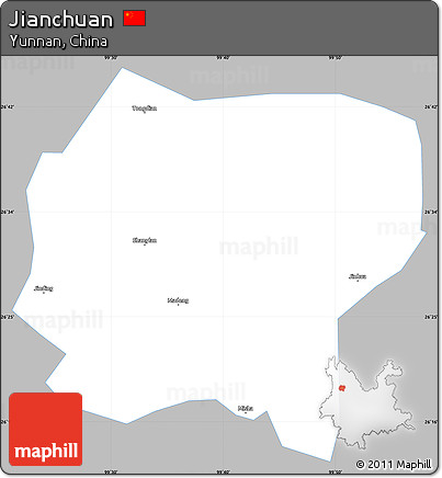 Gray Simple Map of Jianchuan, single color outside