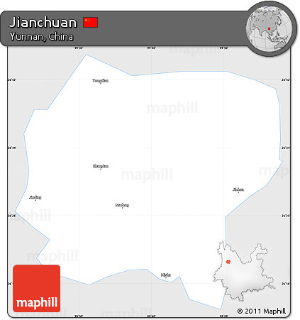 Silver Style Simple Map of Jianchuan, single color outside