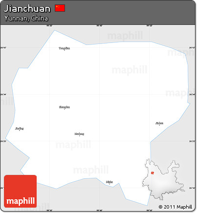 Silver Style Simple Map of Jianchuan, single color outside