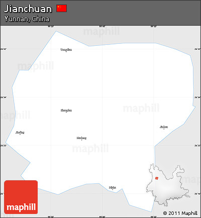 Silver Style Simple Map of Jianchuan, single color outside