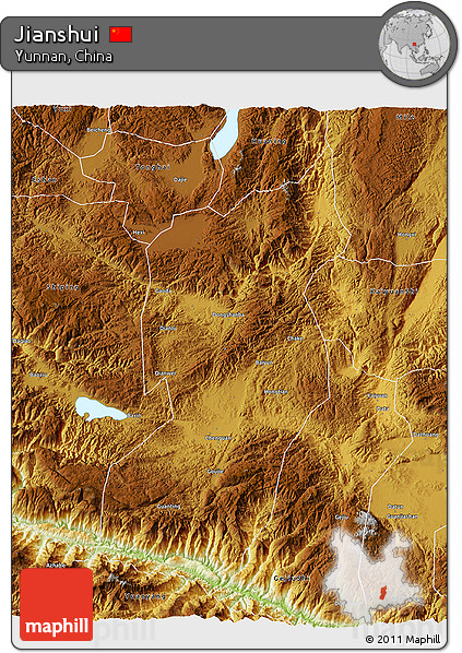 Physical 3D Map of Jianshui