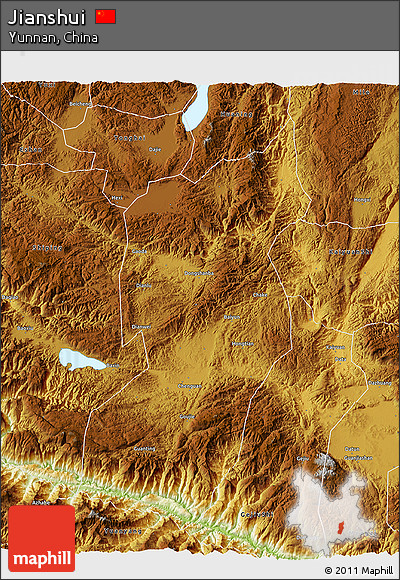 Physical 3D Map of Jianshui