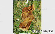 Physical 3D Map of Jianshui, satellite outside