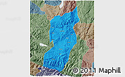 Political 3D Map of Jianshui, semi-desaturated