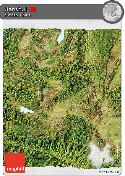 Satellite 3D Map of Jianshui