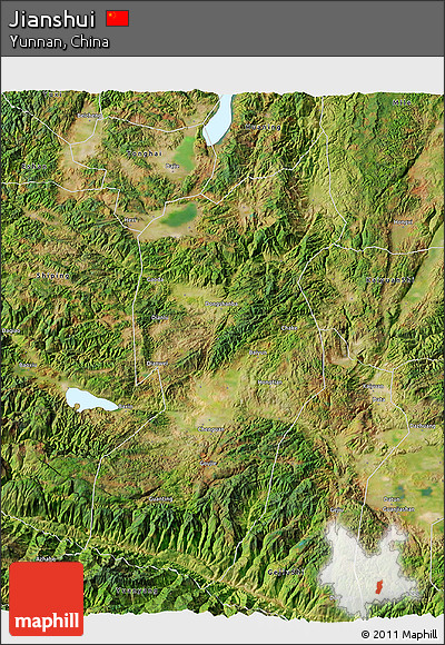 Satellite 3D Map of Jianshui