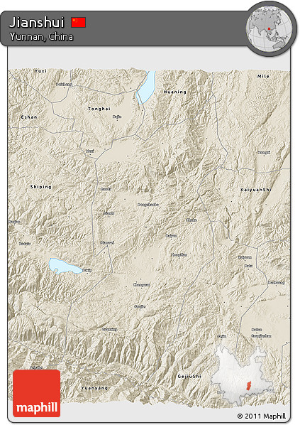 Shaded Relief 3D Map of Jianshui