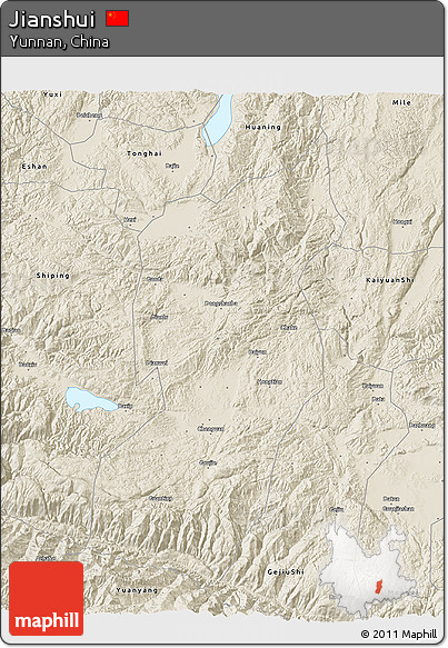 Shaded Relief 3D Map of Jianshui