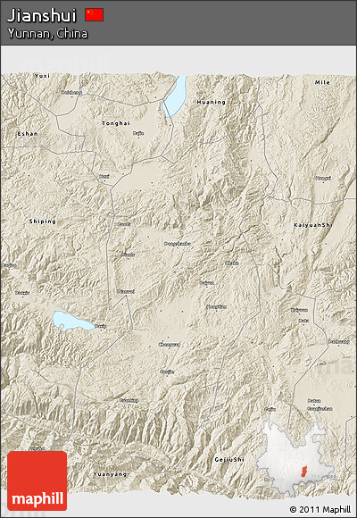 Shaded Relief 3D Map of Jianshui