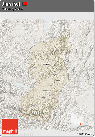 Shaded Relief 3D Map of Jianshui, lighten