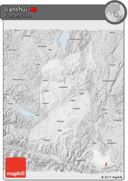 Silver Style 3D Map of Jianshui