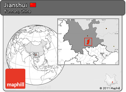 Blank Location Map of Jianshui, highlighted country, highlighted parent region