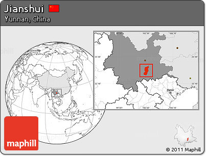 Blank Location Map of Jianshui, highlighted country, highlighted parent region