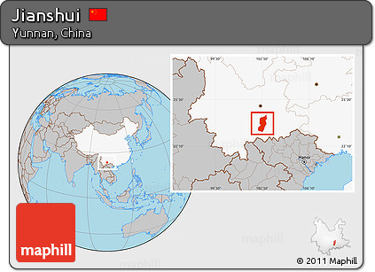 Gray Location Map of Jianshui, highlighted country