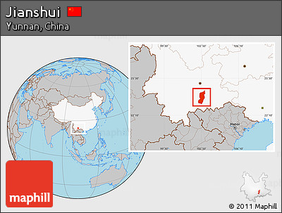 Gray Location Map of Jianshui, highlighted country