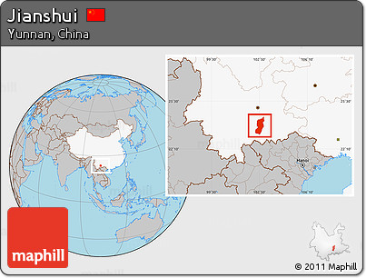 Gray Location Map of Jianshui, highlighted country
