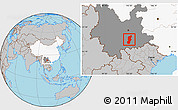 Gray Location Map of Jianshui, highlighted country, highlighted parent region