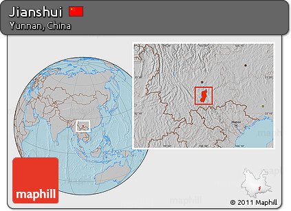 Gray Location Map of Jianshui, hill shading