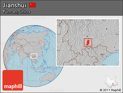 Gray Location Map of Jianshui, hill shading