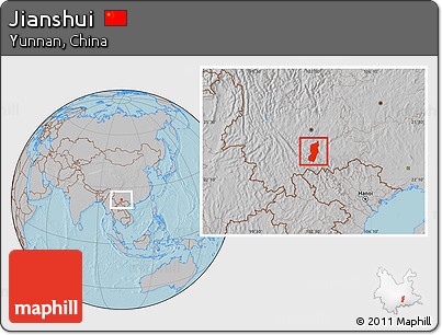 Gray Location Map of Jianshui, hill shading
